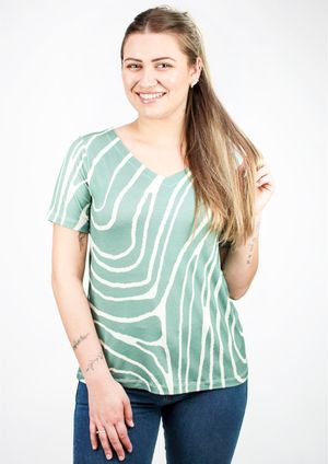 Blusa Pau a Pique Estampada Verde