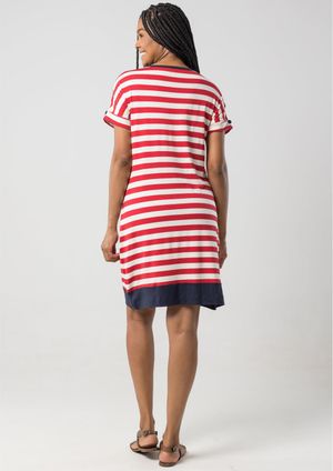 Vestido Pau a Pique Listrado Vermelho