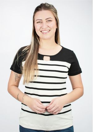 Blusa Pau a Pique Listrada Preto