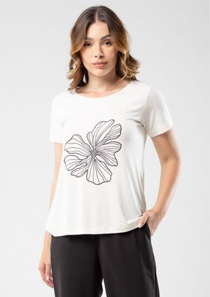 Blusa Manga Curta  Pau a Pique Básica Off White