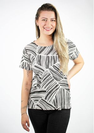Blusa Pau a Pique Estampada Preto