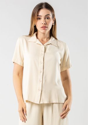 Camisa Básica Pau a Pique Viscose Off White