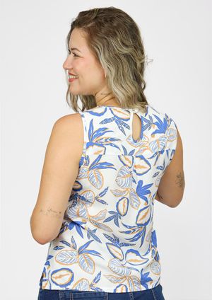 Regata Pau a Pique estampada Azul