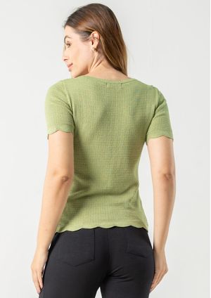 Blusa Manga Curta Pau a Pique Modal Verde