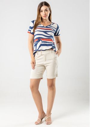 Bermuda Pau a Pique de Linho Off White