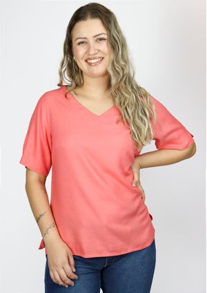 Blusa Viscose Pau a Pique Básica Coral