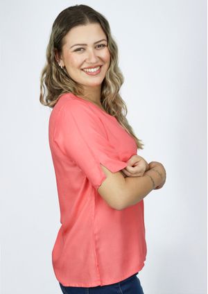 Blusa Viscose Pau a Pique Básica Coral