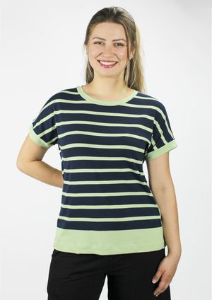 Blusa Pau a Pique Listrada Azul Marinho