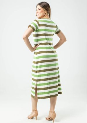 Vestido Midi Listrado Pau a Pique Verde