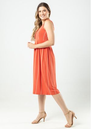 Vestido Regata Pau a Pique Listrado Terracota