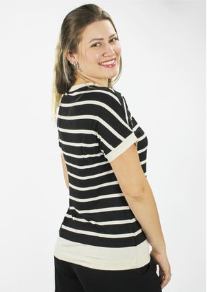 Blusa Pau a Pique Listrada Preto