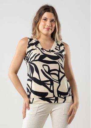 Regata Pau a Pique Estampada Bege