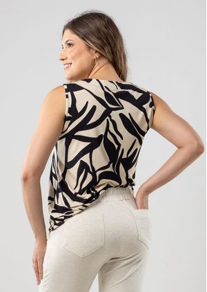 Regata Pau a Pique Estampada Bege