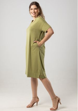 Vestido Pau a Pique Algodão Básico Verde