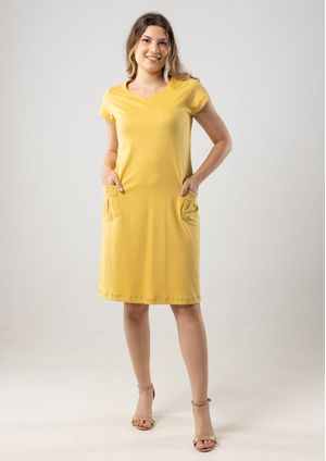 Vestido Algodão Pau a Pique Básico Amarelo