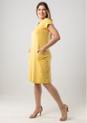 Vestido Algodão Pau a Pique Básico Amarelo