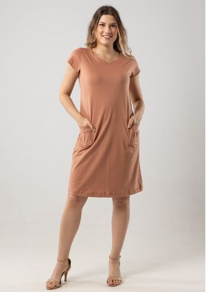 Vestido Algodão Pau a Pique Básico Mocha