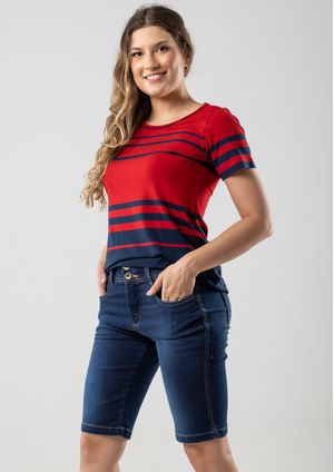 Bermuda Pau a Pique Jeans Básica Azul Claro