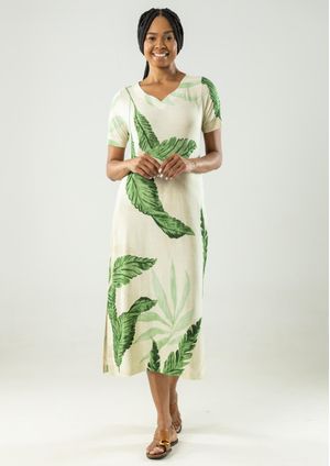 Vestido Midi Pau a Pique Estampado Verde