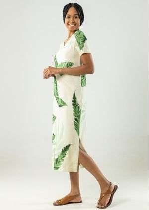 Vestido Midi Pau a Pique Estampado Verde