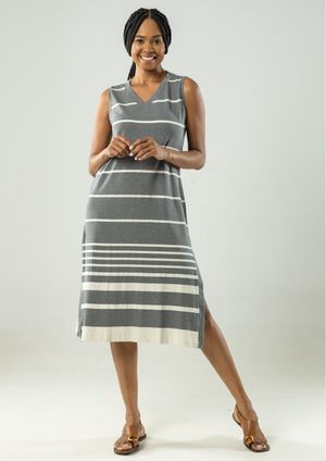 Vestido Midi Listrado Pau a Pique Mescla
