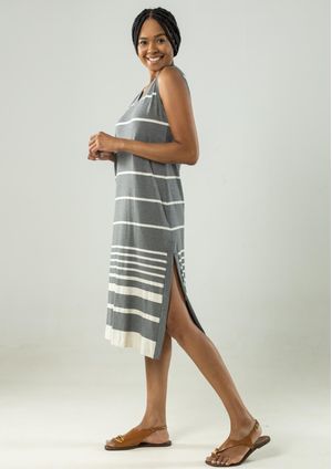 Vestido Midi Listrado Pau a Pique Mescla