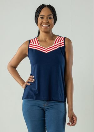 Blusa Viscolyvra Pau a Pique Básica Azul marinho
