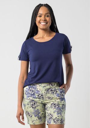 Blusa Viscolycra Pau a Pique Azul Marinho