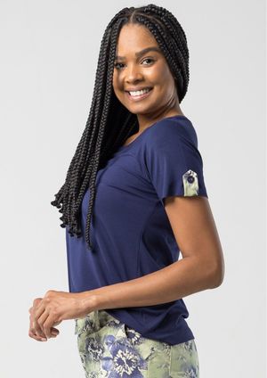 Blusa Viscolycra Pau a Pique Azul Marinho