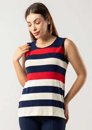 Regata Pau a Pique Listrada Azul Marinho