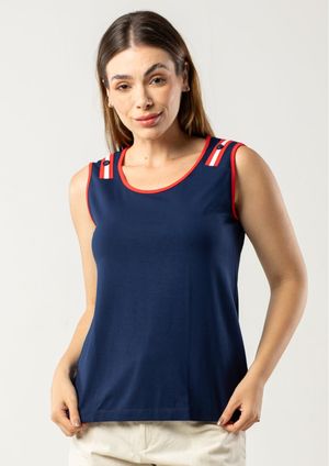 Regata Pau a Pique com botões Azul Marinho