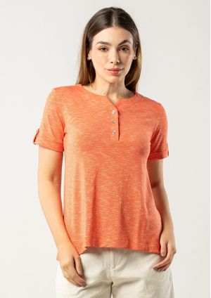Blusa Pau a Pique Listradinha Coral
