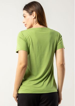 Blusa Manga Curta Pau a Pique Básica Verde