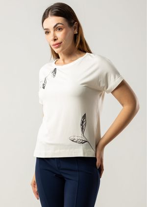 Blusa Pau a Pique Básica com Silk Off White
