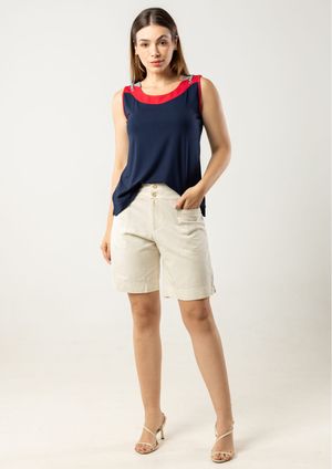 Shorts Pau a Pique de Linho Off White