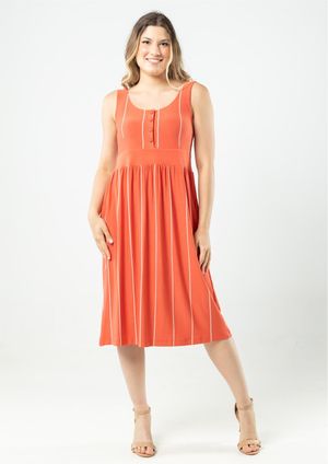 Vestido Regata Pau a Pique Listrado Terracota